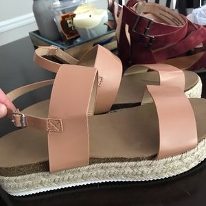 Tan platform sandals size 11
